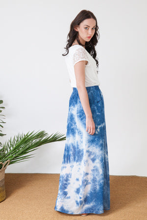 Tie dye maxi skirt navy Clearance