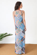 Load image into Gallery viewer, Blue Patchwork Paisley Maxi Dress