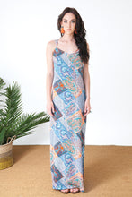 Load image into Gallery viewer, Blue Patchwork Paisley Maxi Dress