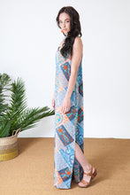 Load image into Gallery viewer, Blue Patchwork Paisley Maxi Dress