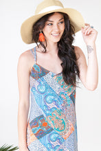 Load image into Gallery viewer, Blue Patchwork Paisley Maxi Dress