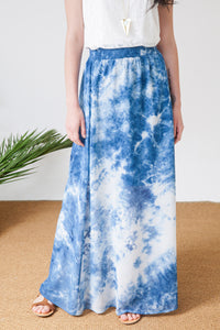 Blue Tie Dye Maxi Skirt