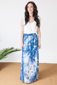 Blue Tie Dye Maxi Skirt