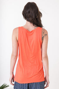 Coral Tank Top with Lace Overlay