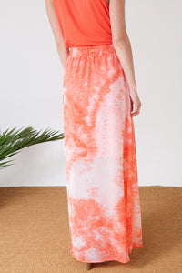 Coral Tie Dye Maxi Skirt